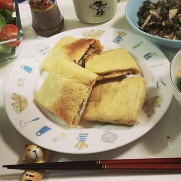 油揚げの納豆包み焼き